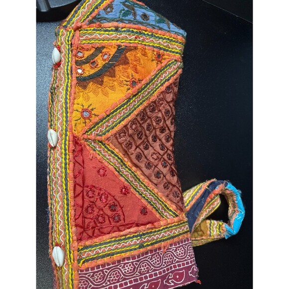 Boho Patchwork Sling Bag Embroidered Festival Tote - Picture 8 of 10